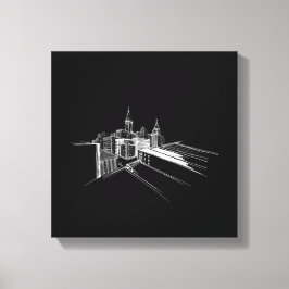 Vibrant City Bridge - unik modern, svart och vit Canvastryck