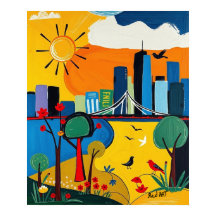 Vibrant Cityscape-blandning Urban och natur