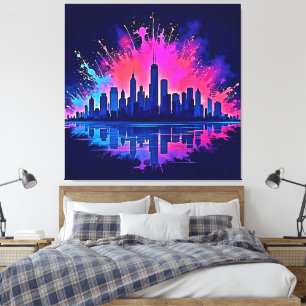Vibrant Cityscape Stänk Art Canvastryck