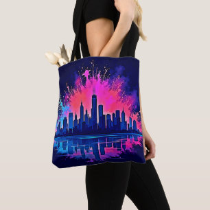 Vibrant Cityscape Stänk Art Tygkasse
