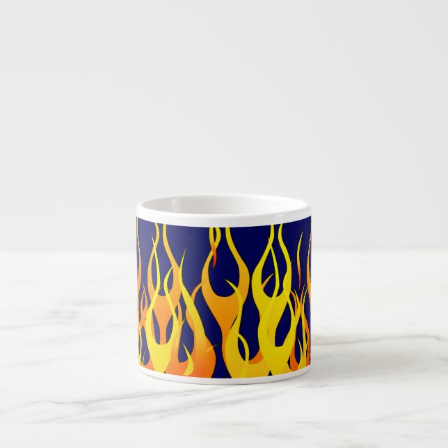 Vibrant Classic Tävla Flames på marinblått Espressomugg (Framsidan)