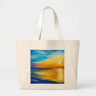 Vibrant Coastal Sunset Oil Painting Jumbo Tygkasse