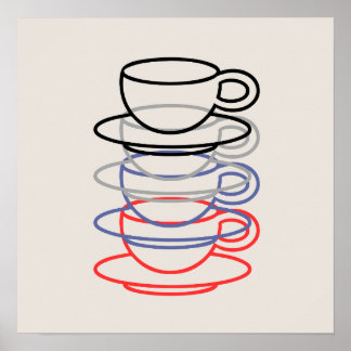 Vibrant coffee cups Art Poster