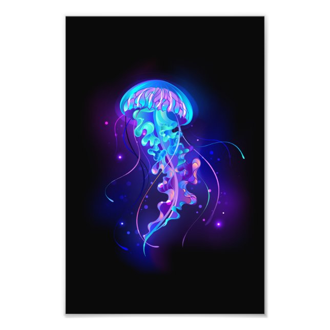Vibrant Color Glowing Jellyfish Fototryck (Framsidan)