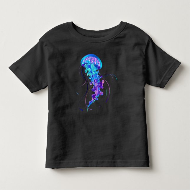 Vibrant Color Glowing Jellyfish T Shirt (Framsida)
