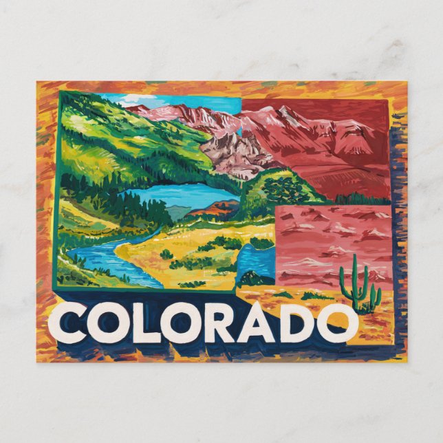 Vibrant Colorado Karta-målning Vykort (Framsida)