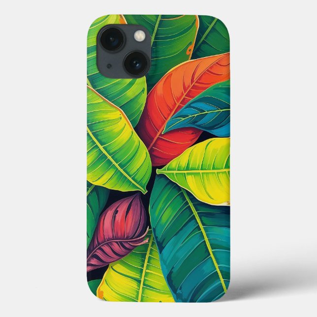 Vibrant Colorful Banana Foliage Mönster (Baksida)