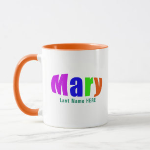Vibrant Colorful "Mary" Namn, Personlig Grönt Mugg