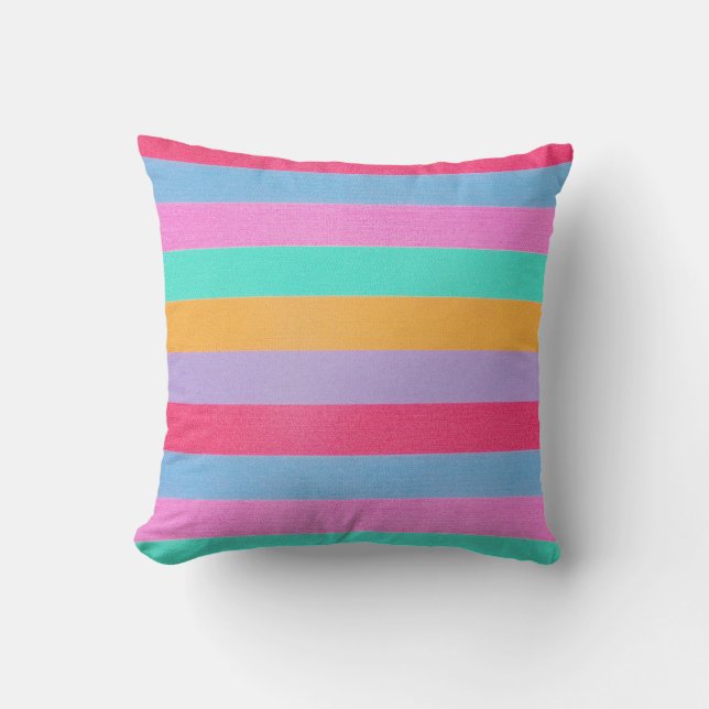 Vibrant Colorful Retro Stripes Kudde (Framsida)