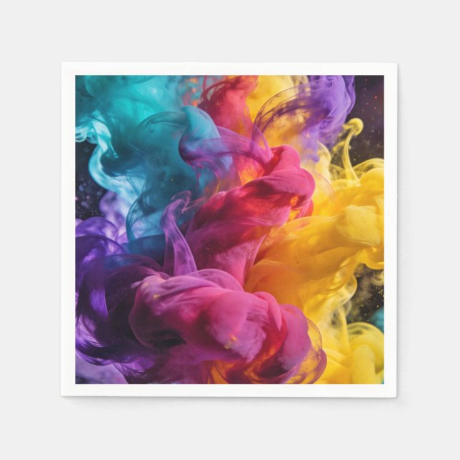 Vibrant colorful smoke swirling in dynamic abstrac pappersservett (Framsidan)