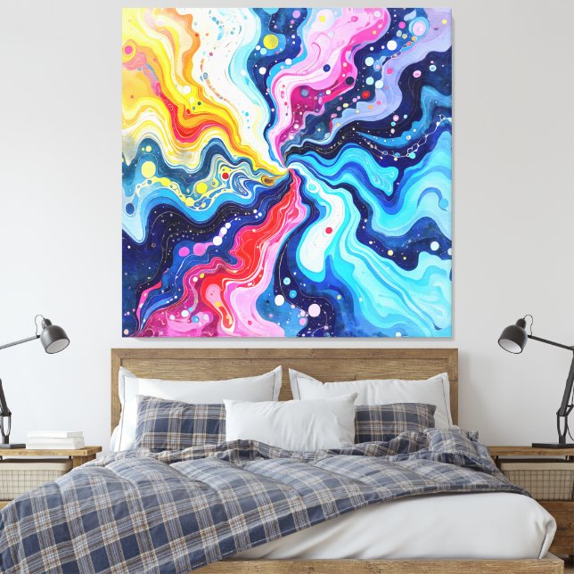 Vibrant Colorful Swirl Abstraction Canvastryck (Insitu (sovrum))