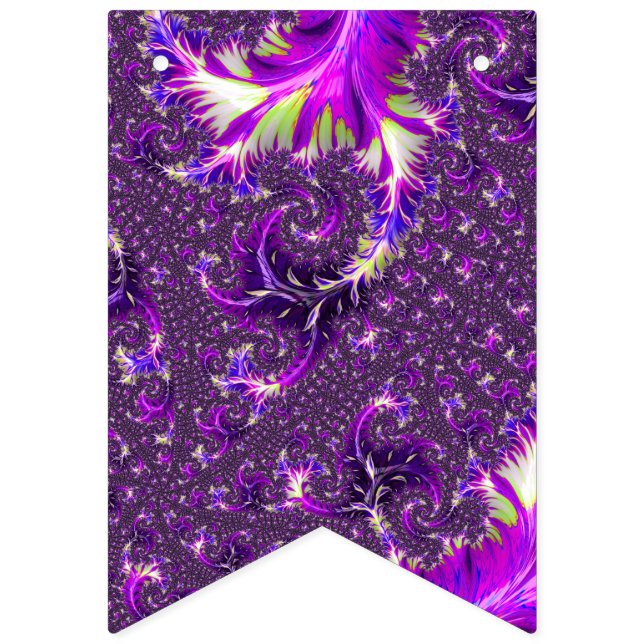 Vibrant Colorful Trippy Groovy Boho Spiral Fractal Vimplar (Första flaggan)