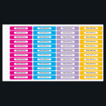 Vibrant Colors Kid Name Rectangle Name Sticker<br><div class="desc">Organize belongings with this energetic blue, purple, magenta, yellow rectangle name sticker. The cool, vibrant hue makes it easy to spot and identify personal items, especially for children heading to school or camp. This sticker offers a clear white space for names, ensuring every item is uniquely identified. Add a splash...</div>