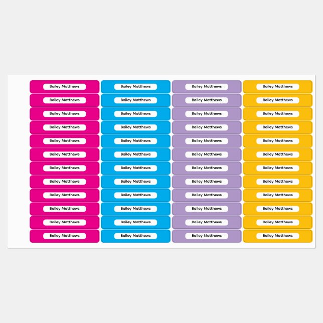 Vibrant Colors Kid Name Rectangle Name Sticker (Ark)