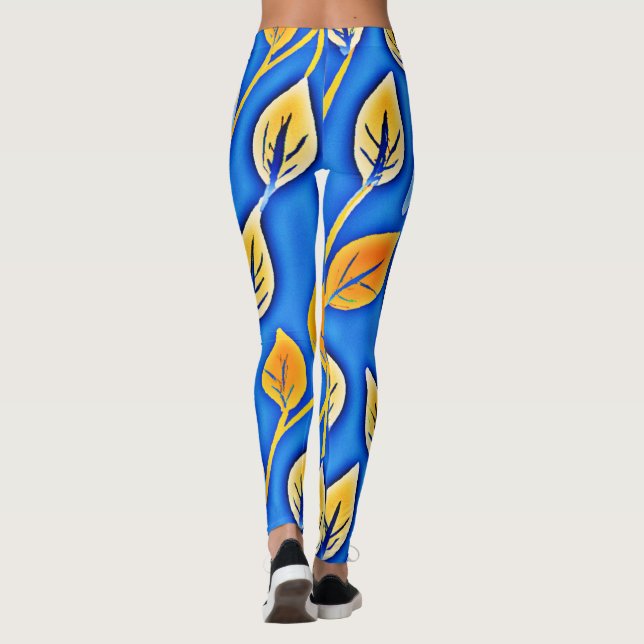 Vibrant ColorVista Löv Mönster Leggings (Baksida)