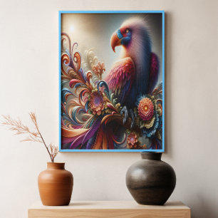 Vibrant Condor Bird Perched Träd Gren Poster