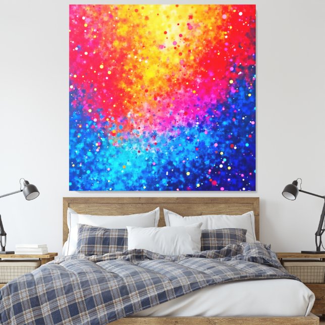 Vibrant Confetti Starburst Art Canvastryck (Insitu (sovrum))