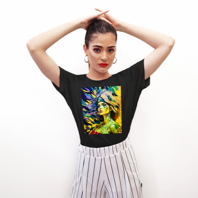 Vibrant Coola Girl Porträtt - Modern Art T Shirt (Skapare uppladdad)