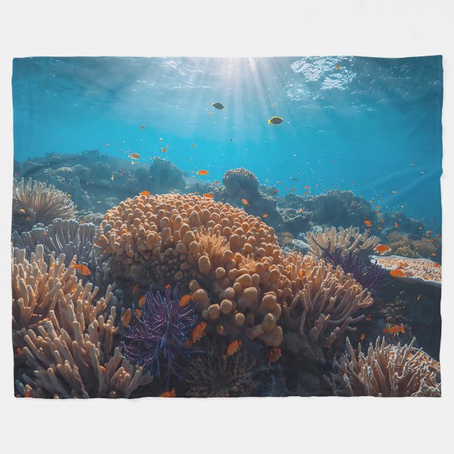 Vibrant Coral Reef Fleece Blanket  (Framsidan (Horisontell))