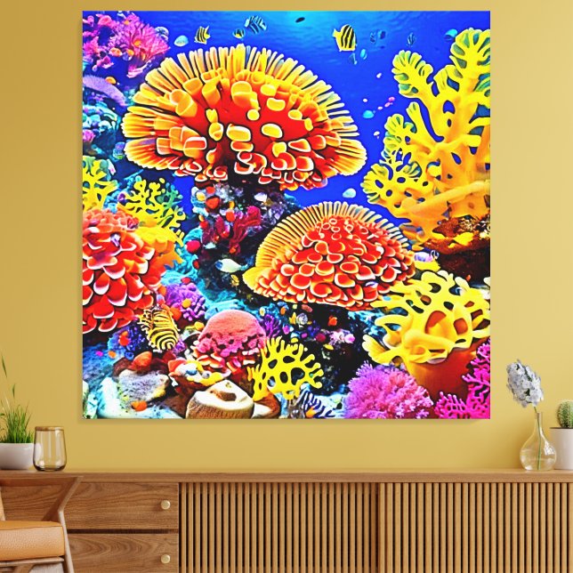 Vibrant Coral Reef Sea Wonder Art Canvastryck (Insitu (Vardagsrum))
