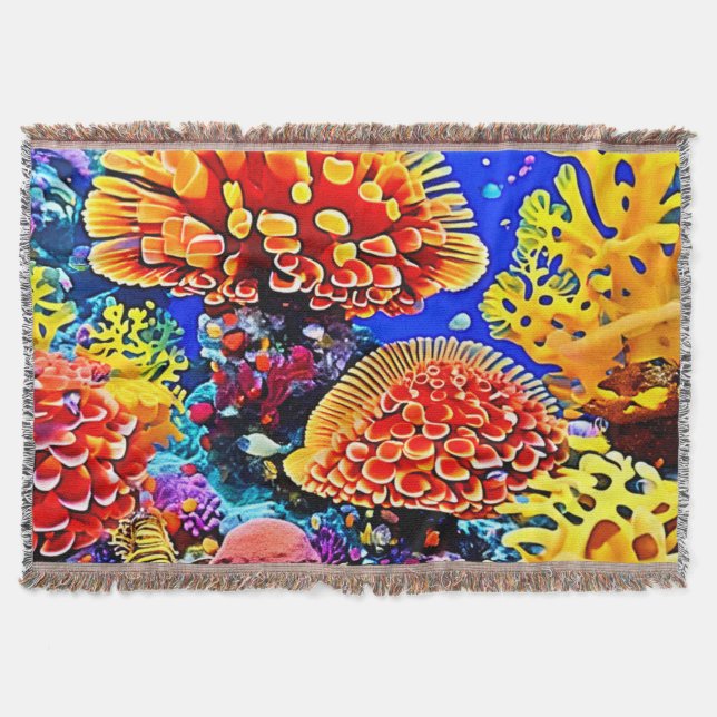 Vibrant Coral Reef Sea Wonder Art Filt (Framsidan)