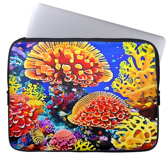 Vibrant Coral Reef Sea Wonder Art Laptop Fodral (Framsidan)