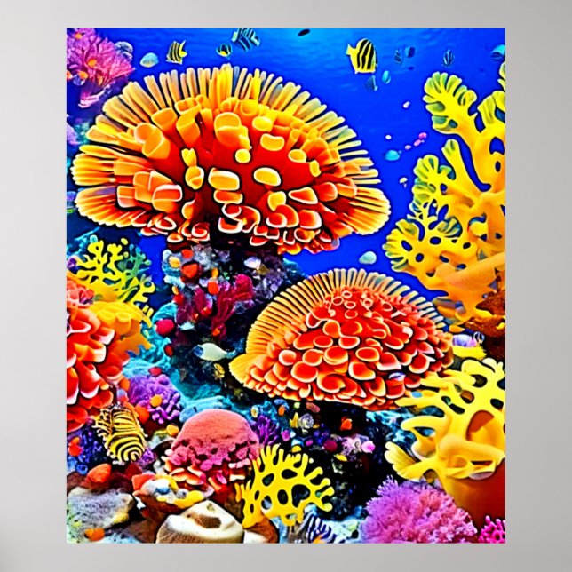 Vibrant Coral Reef Sea Wonder Art Poster (Framsidan)