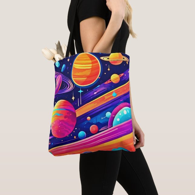 Vibrant Cosmic Symphony-design Tygkasse (Närbild)