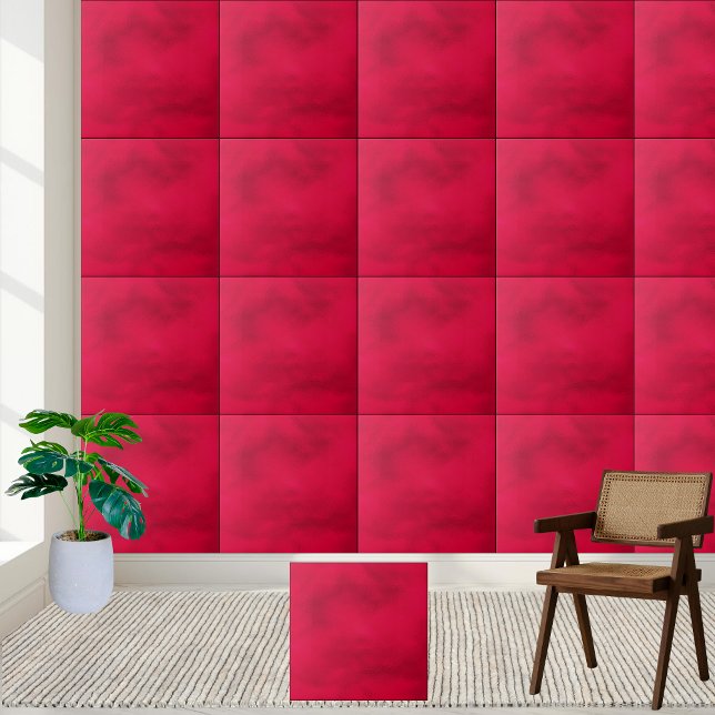 Vibrant Crimson Textured Ceramic Tile Kakelplatta (Vibrant Crimson Textured Ceramic Tile)