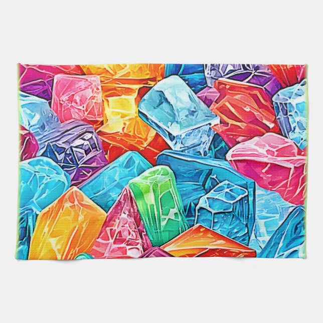 Vibrant Crystal Cluster Art Kökshandduk (Horisontell)