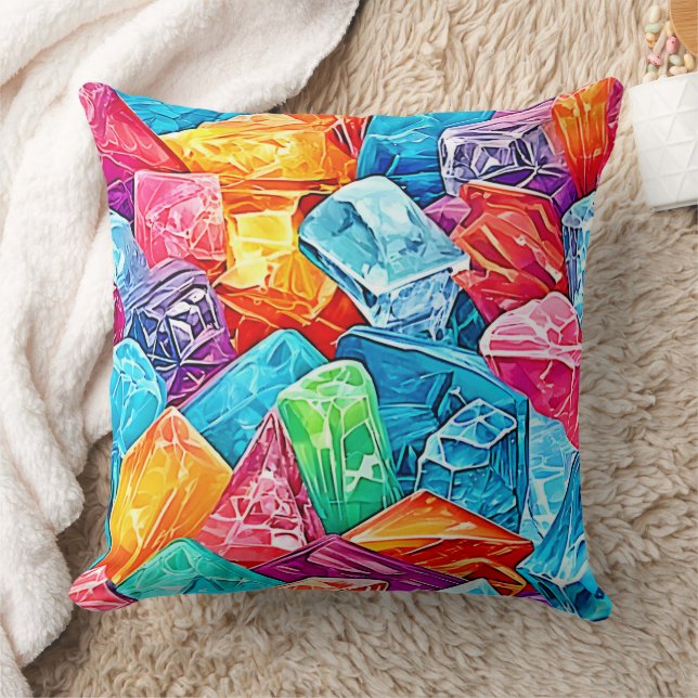 Vibrant Crystal Cluster Art Kudde (Filt)