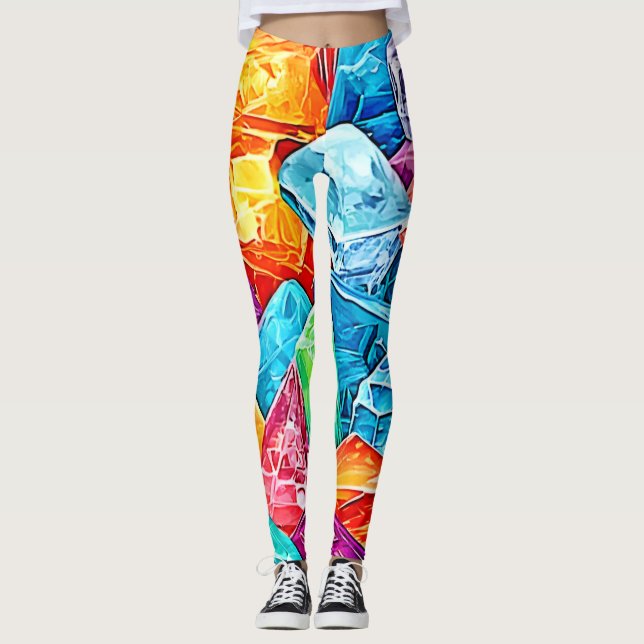 Vibrant Crystal Cluster Art Leggings (Framsida)