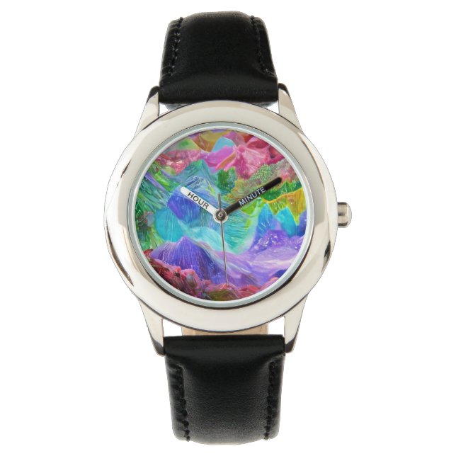 Vibrant Crystal Mountain Abstrakt Armbandsur (Framsida)