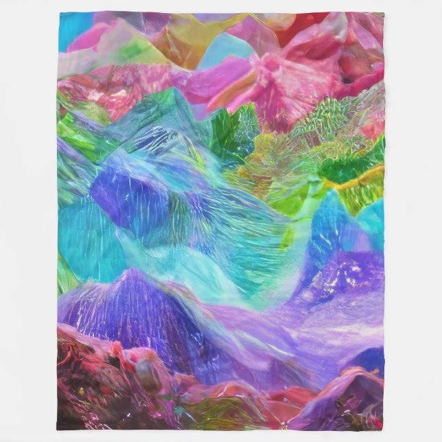 Vibrant Crystal Mountain Abstrakt Fleecefilt (Framsidan)
