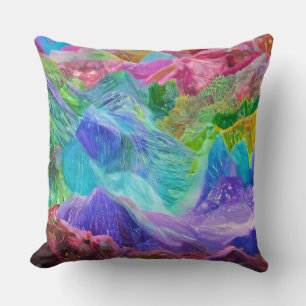 Vibrant Crystal Mountain Abstrakt Kudde