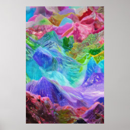 Vibrant Crystal Mountain Abstrakt Poster