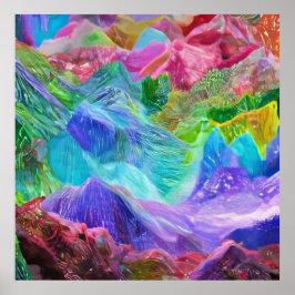 Vibrant Crystal Mountain Abstrakt Poster