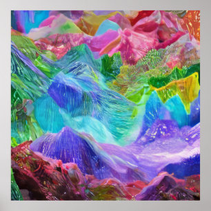 Vibrant Crystal Mountain Abstrakt Poster