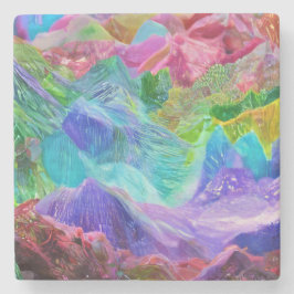 Vibrant Crystal Mountain Abstrakt Stenunderlägg