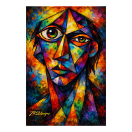 Vibrant Cubist Face Abstract Modern Art Poster Perfect Poster
