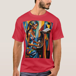 Vibrant Cubist Pianist Abstrakt Art Tee
