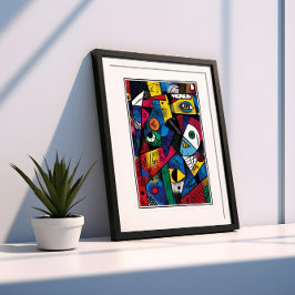 Vibrant Cubist Stil Abstrakt Poster