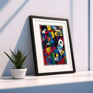 Vibrant Cubist Stil Abstrakt Poster