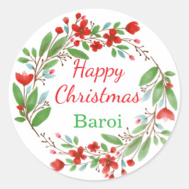 Vibrant Custom Merry Christmas Holiday Design Runt Klistermärke