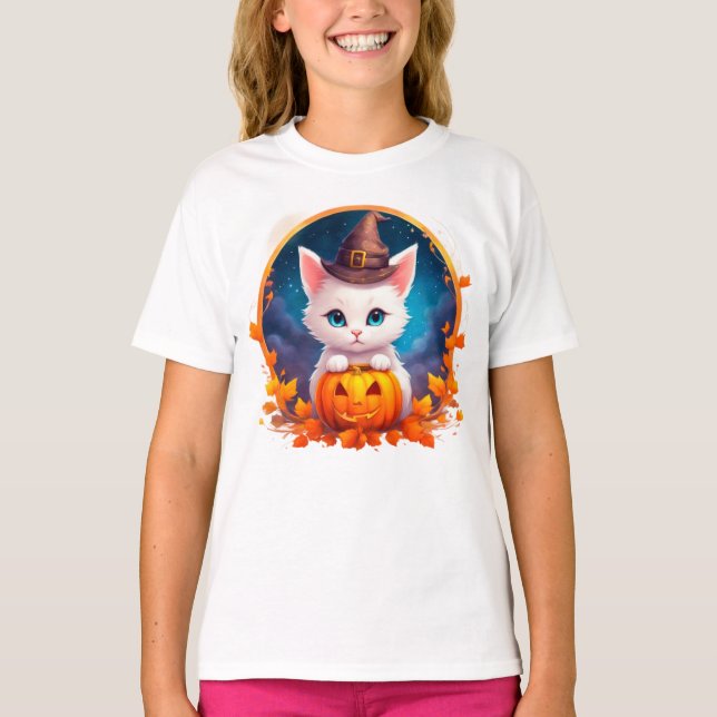 Vibrant cute kitten halloween t shirt (Framsida)