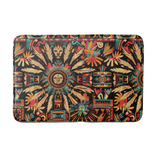 Vibrant cyan "Aztec Dream" Mönster Plush Bath Mat Badrumsmatta