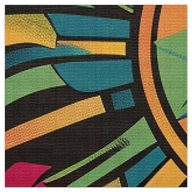 Vibrant cyan "Eclipsed Sol and Pyramids" Polyeste Tyg (Provkarta)