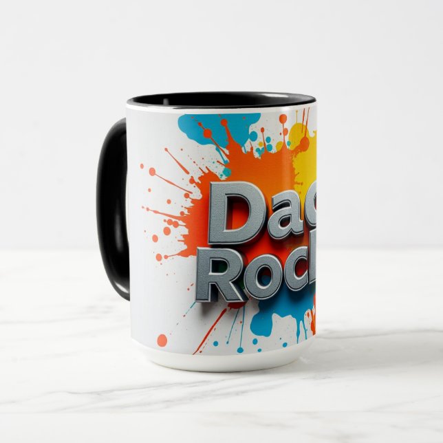 Vibrant Dad Rocks Splash Kaffe Mugg | Anpassningsb (Framsida vänster)