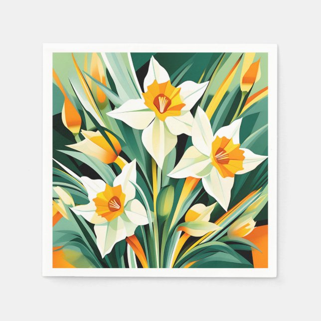 Vibrant Daffodil Flowers Plant Pappersservett (Framsidan)