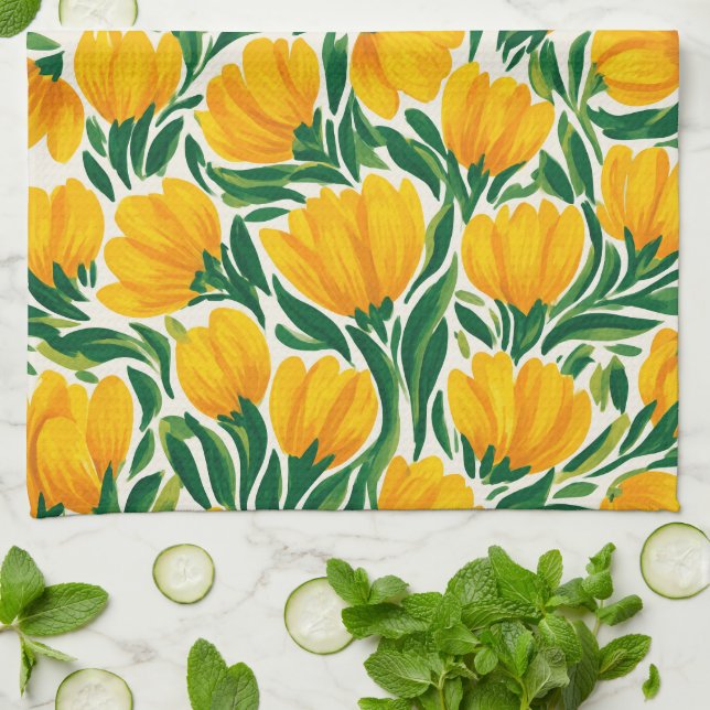 Vibrant Daffodil Kitchen Towels Kökshandduk (Vikta)